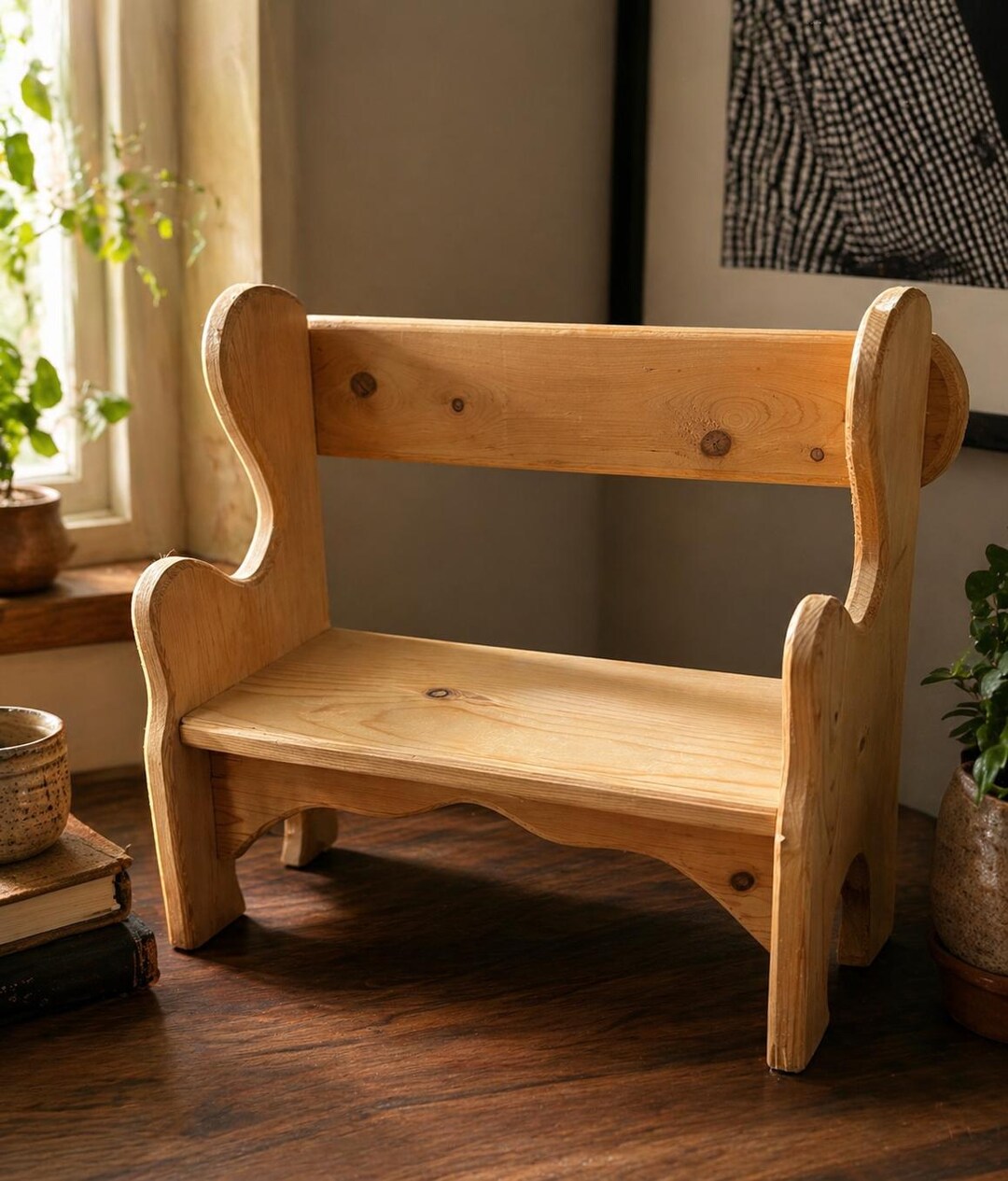 Vintage Wooden Step Stool Bench - Etsy