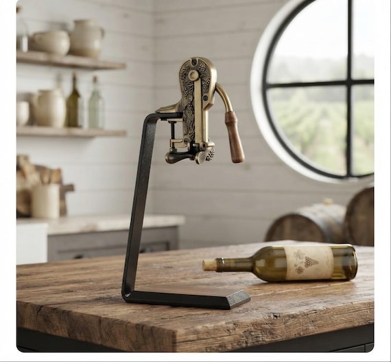 Vintage Estate Wine Bottle Corker Clamp | Hand Crank Wine Cork Press