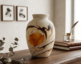 Nemadji Pottery Bisque White Clay Wedding Vase Hand Dipped in