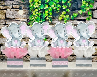 Elephant Baby Shower Theme | Elephant Birthday | Gender Reveal Elephant Theme Centerpiece Decoration | Pink Elephant Baby Shower Centerpiece