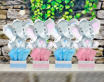 Elephant Baby Shower Theme | Elephant Birthday | Gender Reveal Elephant Theme Centerpiece Decoration | Pink Elephant Baby Shower Centerpiece
