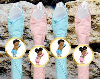 Boxing Main Event Baby Shower Theme | Gender Reveal Napkin Utensil Boxing Theme | Gender Theme Decoration Royal Gender Reveal Party VARIETY