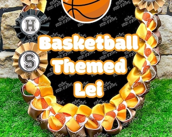 Basketball Sports Graduation Lei | Promotion Gift Lei | Sports Senior Night Gift Lei | Braided Ribbon Lei | Graduation Ribbon Lei | Graduate