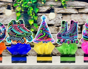 Cosmic Neon Roller Skating | Cosmic Theme Birthday | Night Roller Blading Decoration | Skating Table Centerpiece | Skate Party INDIVIDUAL