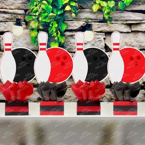 Bowling Theme Birthday Party Decoration Centerpiece Bowling Strike Birthday Party Bowling Alley Party Bowling Theme Decorations SET OF 4