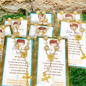 Rosary Favor | Recuerdo de Mi Bautizo | Baptism Favor | Rosary First Communion | Mini Rosary Favors | Beaded Rosaries | Denario SET OF 12