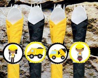 Construction Truck Birthday Theme Party | Construction Theme Napkin Utensils | Construction Party