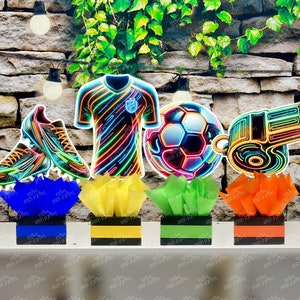 Sports Soccer Theme Centerpiece | Soccer Theme Event | Sports Event Birthday | Sports Birthday Party | Sports Soccer Futbol Theme SET OF 4