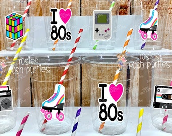 I love the 80s birthday Theme | 80s Theme Party Favor | 80s Theme Favors | 80s Party Cup Favor | 80s Baby Party Cup Decoration VARIETY