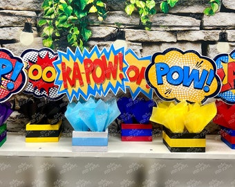 Superhero Theme | Superheroes Birthday Theme | Hero Theme | Superheroes Baby Shower Centerpiece Decoration | Superhero Bubbles SET OF 6