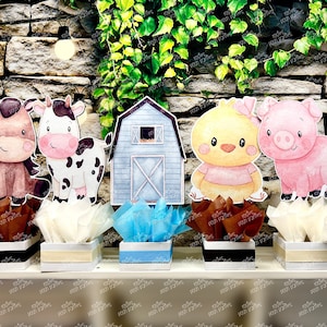 Farm Theme birthday Theme | Farm Theme Baby Shower | Barn Yard Party Centerpiece | Farm Animal Theme Party Centerpiece Decoration SET OF 6