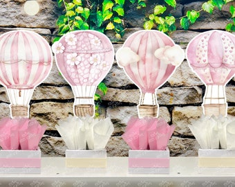 Pink Hot Air Balloon Baby Shower Theme | Hot Air Balloon Birthday Centerpiece | Pink It's a Girl Hot Air Balloon Party Decoration INDIVIDUAL