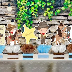 Little Cowboy Baby Shower | Cowboy Theme | Wild West Birthday Table Centerpiece | Western Baby Shower | Wild West Party SET OF 6
