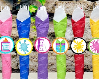 Slime Birthday Party Theme | Slime Bash | Slime Party Decor | Slime Theme | Slime Favor | Slime Napkin Utensil | Slime Napkin Wrap SET OF 12