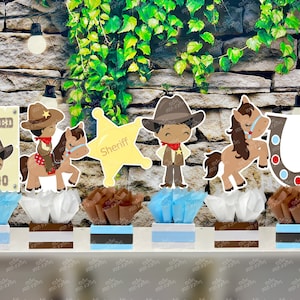 Little Cowboy Baby Shower | Cowboy Theme | Wild West Birthday Table Centerpiece | Western Baby Shower | Wild West Party SET OF 6