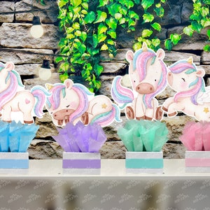 Unicorn Theme Centerpieces | Unicorn Baby Shower Decoration | Unicorn Birthday Theme | Unicorn Horse Theme Party Centerpiece SET OF 4