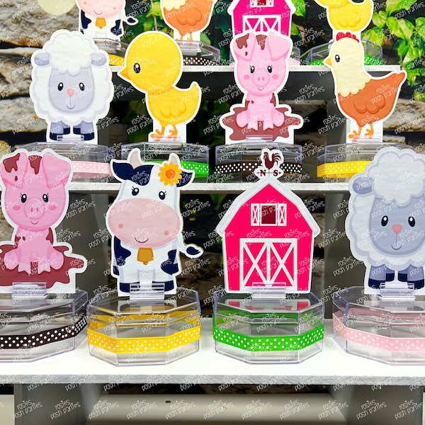 Pink Farm Theme | Farm Baby Shower | Farm Birthday | Farm Barnyard Candy Jar Favor | Party Favor | Farm Theme Dcoration | Barnyard SET OF 12
