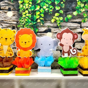 Jungle Baby Shower | Safari Birthday Theme | Jungle Theme | Safari Party Centerpiece Decoration | Jungle Animals Party | Lion Tiger SET OF 5