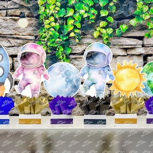 Outer Space Blast Off Centerpiece Decoration Spaceship Outer Planets Astronauts birthday party guest table centerpiece INDIVIDUAL