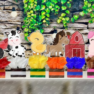 Farm Theme birthday Theme | Farm Theme Baby Shower | Barn Yard Party Centerpiece | Farm Animal Theme Party Centerpiece Decoration SET OF 6