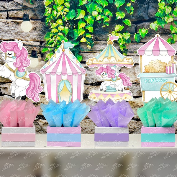 Unicorn Theme | Carousel Baby Shower | Merry Go Round Horse | Carnival Horse Theme | Horse Baby Shower Centerpiece Carousel Horse INDIVIDUAL