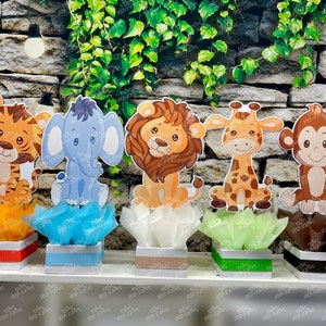 Safari Jungle Theme | Tropical Safari Baby Shower | Safari Baby Shower Centerpiece | Jungle Birthday Theme Decoration | Tropical SET OF 5
