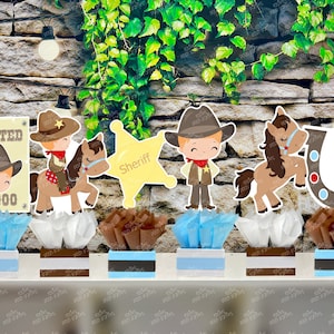 Little Cowboy Baby Shower | Cowboy Theme | Wild West Birthday Table Centerpiece | Western Baby Shower | Wild West Party SET OF 6