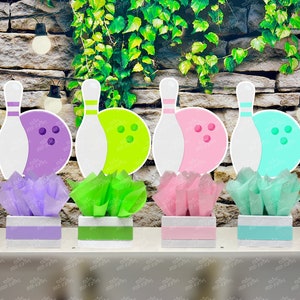 Bowling Theme Birthday Party Decoration Centerpiece Bowling Strike Birthday Party Bowling Alley Party Bowling Theme Decorations SET OF 4