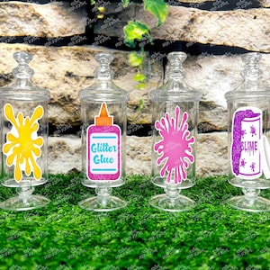 Slime Birthday Party Theme | Slime Bash | Slime Party Decor | Slime Theme | Slime Favor | Slime Theme Decor | Slime Apothecary Jar SET OF 12