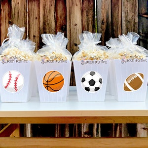 Sports birthday party Favor centerpiece Baseball Basketball party decoration birthdaySoccer Football Favor Popcorn favor Box Party SET OF 12