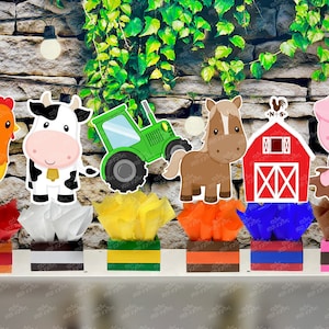 Farm Theme birthday Theme | Farm Theme Baby Shower | Barn Yard Party Centerpiece | Farm Animal Theme Party Centerpiece Decoration SET OF 6