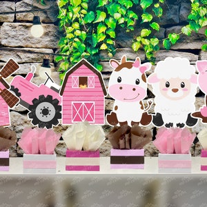 Pink Farm Theme | Girl Farm Birthday | Pink Farm Party | Farm Centerpiece Decoration | Farm Decoration | Farm Animal | Girl Theme INDIVIDUAL