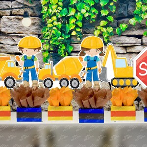 Construction Theme | Construction Birthday Party Centerpiece Decoration | Building Party | Boy Birthday Theme | Construction Deco SET OF 6