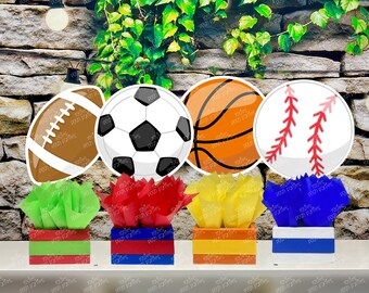 Sports Party Theme Centerpiece Sport Party Sports Birthday Soccer Football Baseball Basketball decoration Birthday Sport Theme SET OF 4