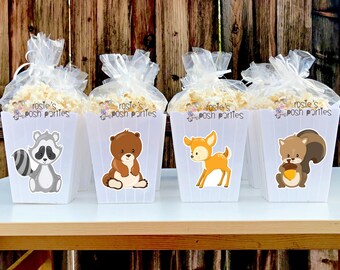 Woodland Baby Shower Favors | Woodland Birthday Party | Woodland Popcorn Bin Favor | Forest Baby Shower | Forest Favors | Woodland SET OF 12