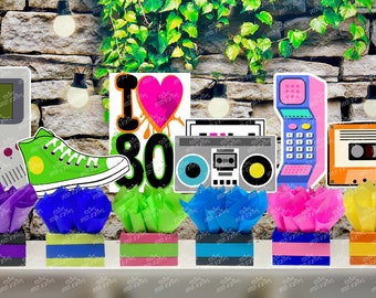 I love the 80s Theme| 80s Birthday Centerpiece | 80s Party Decoration | 80s Birthday | I love 80s Centerpiece | 80s Favors Decor INDIVIDUAL