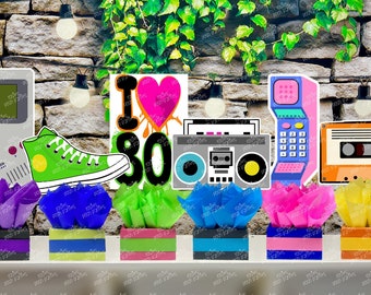I love the 80s Theme| 80s Birthday Centerpiece | 80s Party Decoration | 80s Birthday | I love 80s Centerpiece | 80s Favors Decor SET OF 6