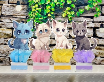 Kitten Theme Birthday | Cat Theme Party | Pawty Centerpiece Decoration | Cat Lover Party | Cat Kitty Perfect Birthday | Cat Party INDIVIDUAL