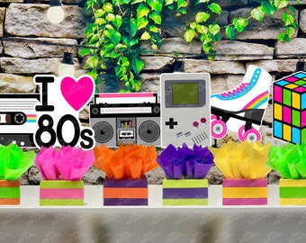 I love the 80s birthday bash party centerpieces 80s party decoration 80s birthday I love the 80s centerpiece party favors SET OF 6