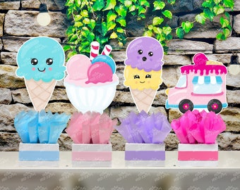 Ice Cream Theme | Ice Cream Birthday Centerpiece | Ice Cream Baby Shower | Ice Cream Centerpiece Decoration | SET OF 4