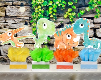 Dinosaur Baby Shower | Dinosaur Theme | Dinosaur Birthday Party Decoration | Dinosaur Centerpiece Hatching Soon Dinosaur Deco Theme SET OF 4