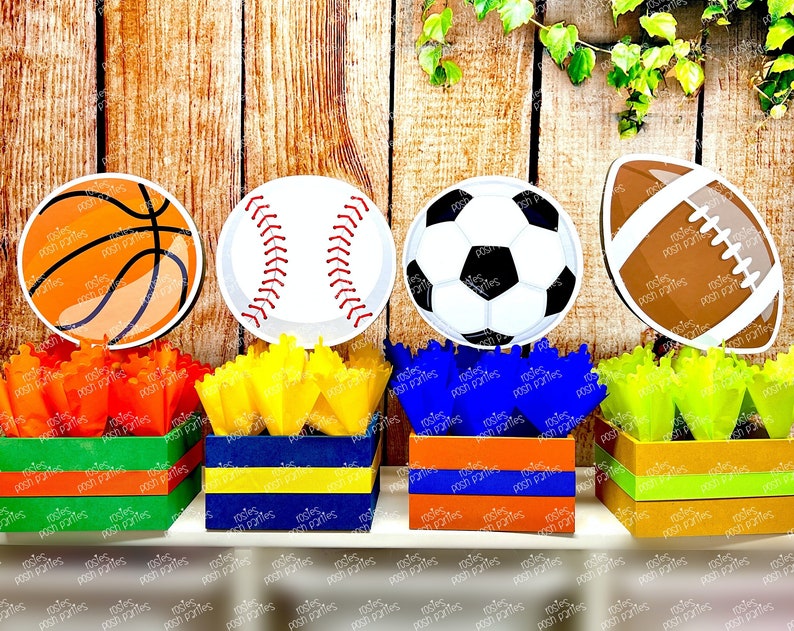 Sports Theme Centerpiece Sports Party Sports Birthday Soccer Football Baseball Basketball decoration for Birthday or themed