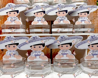 Charro Baptism | Charro First Birthday | Charro Theme | Mariachi Theme Baptism Candy Jar Favors | Charro Favors | Baptism Theme SET OF 12