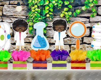 Science Birthday Theme Centerpiece Decoration | Science Party | Science Theme | DNA Party | Mad Scientist Party | Science Decor SET OF 6