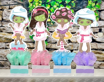 Afro Spa Day Birthday Party Theme | Spa Day Party Centerpiece | Bridal Shower Spa Day | Spa Theme Decoration Table Centerpiece SET OF 4