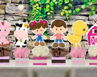Pink Farm Theme | Girl Farm Birthday | Pink Farm Party | Farm Centerpiece Decoration | Farm Decoration | Farm Animal | Girl Theme SET OF 6