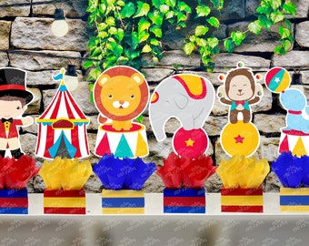 Carnival Circus Birthday Centerpieces Circus Carnival Baby Shower Guests Circus Carnival Party Decor birthday or Baby Shower SET OF 6