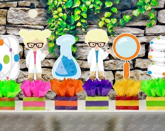 Science Birthday Theme Centerpiece Decoration | Science Party | Science Theme | DNA Party | Mad Scientist Party | Science Decor SET OF 6