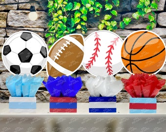 Sports Theme Centerpiece Sport Party Sports Birthday Soccer Football Baseball Basketball decoration Birthday Sport Theme Shower INDIVIDUAL