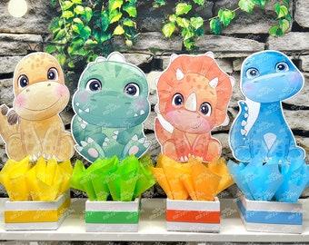 Dinosaur Baby Shower | Dinosaur Theme | Dinosaur Birthday Party Decoration | Dinosaur Centerpiece Hatching Soon Dinosaur Deco Theme SET OF 4